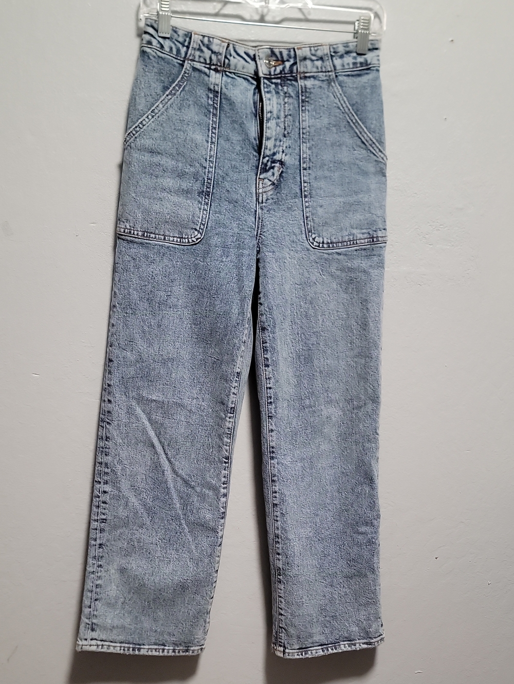 Frame Denim Pale Blue High-Rise Wide-Leg Jeans